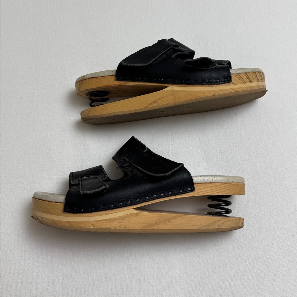 J Rubio Z Coil Platform Spring Black Leather Clogs Sandals Luver Size EU 42 - Picture 10 of 14
